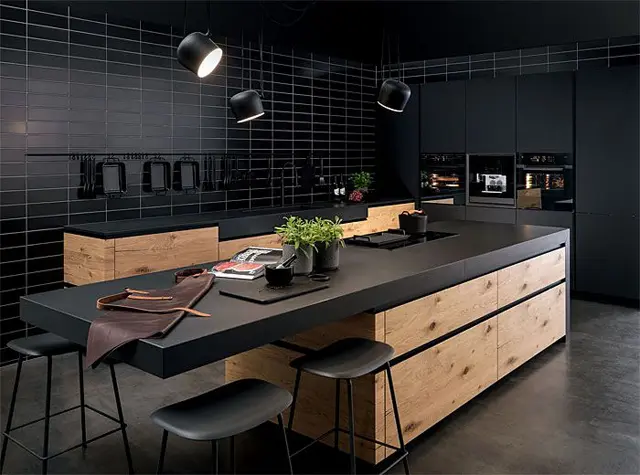 Black And Wood Kitchen