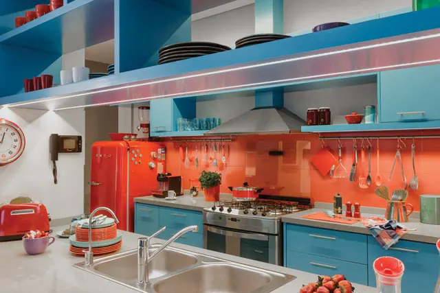 Blue And Orange Kitchen  