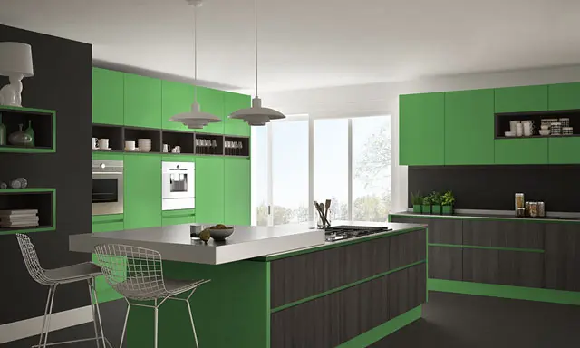 Green And Grey Kitchen