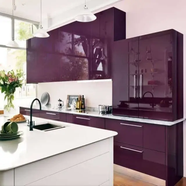 Purple And White Kitchen  