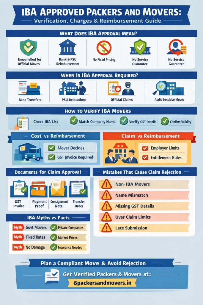 iba approved packers and movers verification charges reimbursement infographic