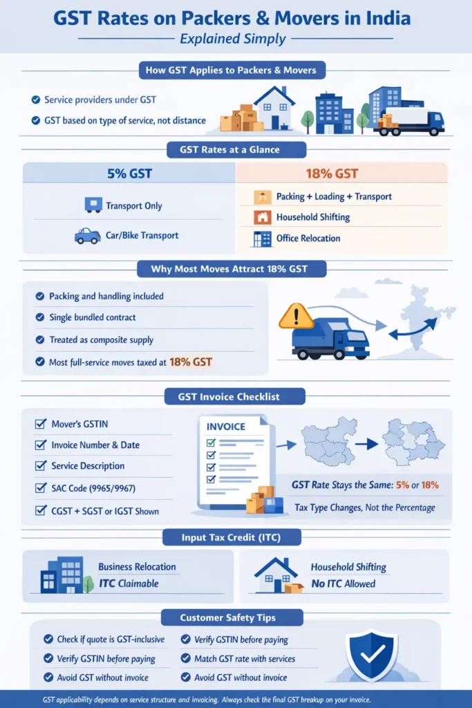 GST Rates on Packers and Movers in India