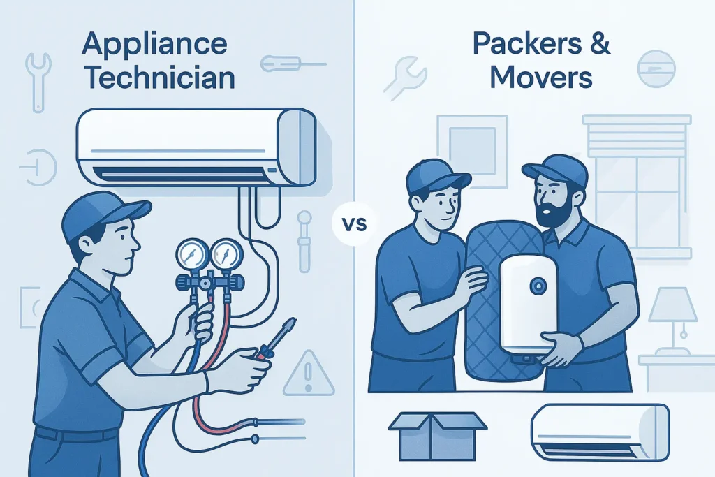 Appliance Technician vs Movers for AC & Geyser Un-installation Which is the Better Choice