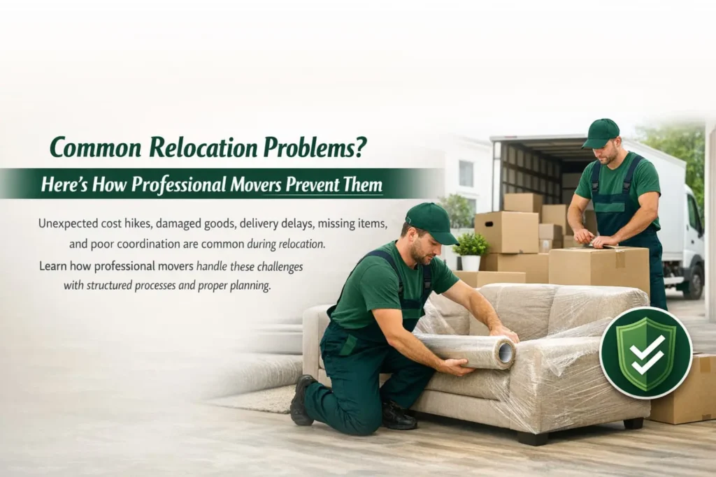 Professional movers preventing common relocation problems like damage, delays, and cost hikes
