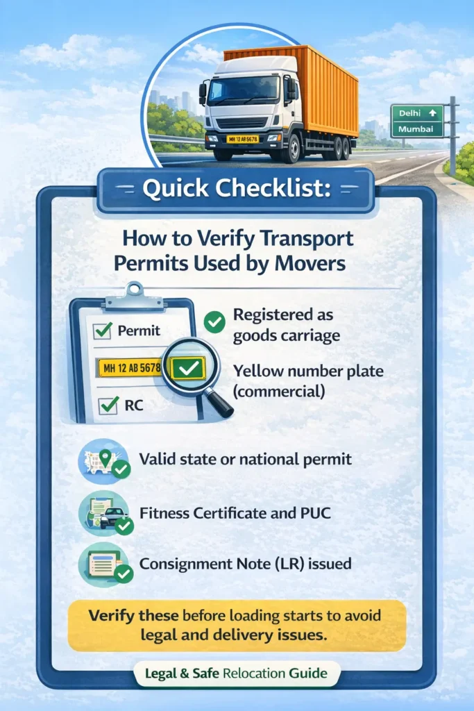 How to verify transport permits used by movers in India Infographic