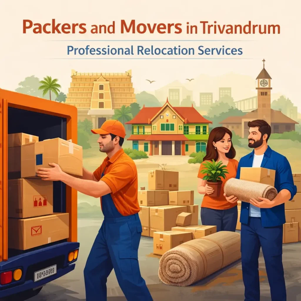 Packers and movers in Trivandrum handling household goods with professional packing, loading, and transportation for safe local and intercity relocation
