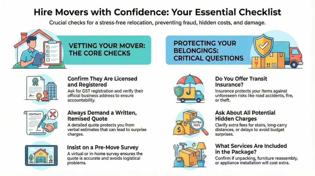 Questions to Ask Before Hiring Packers and Movers infographic