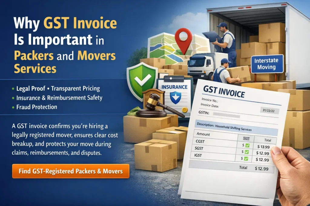 Why GST invoice is important in packers and movers services for legal compliance, insurance claims, and transparent relocation billing