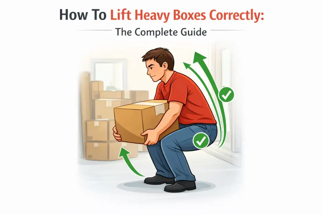 How to lift heavy boxes correctly while moving using proper posture and safe lifting techniques