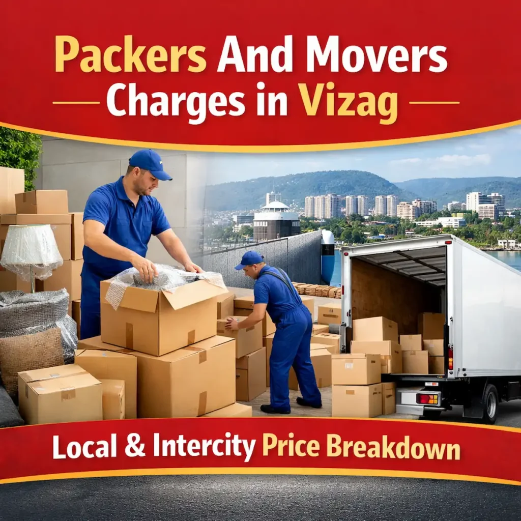 Packers and movers charges in Vizag showing local household shifting and intercity relocation cost breakdown