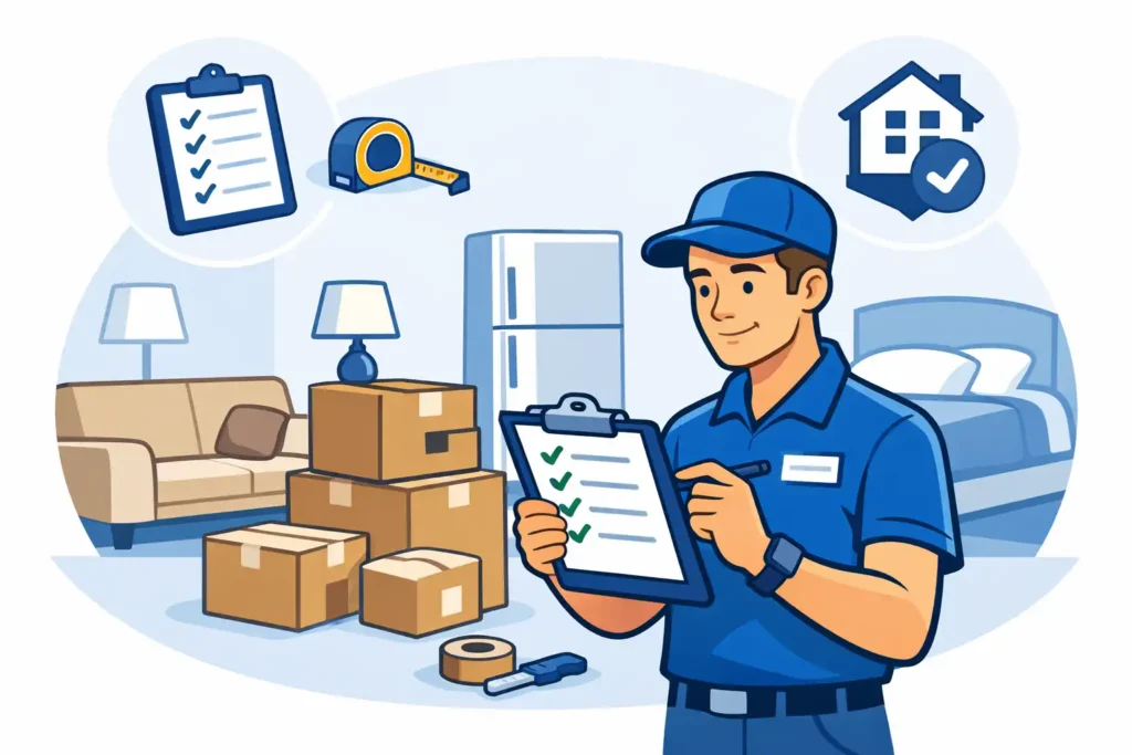 Pre-move survey conducted by packers and movers to assess household items before house shifting