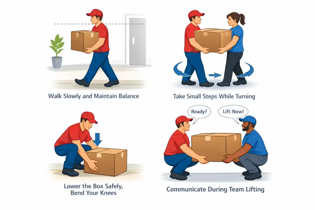 Safe Carrying and Lowering Techniques for Heavy Boxes