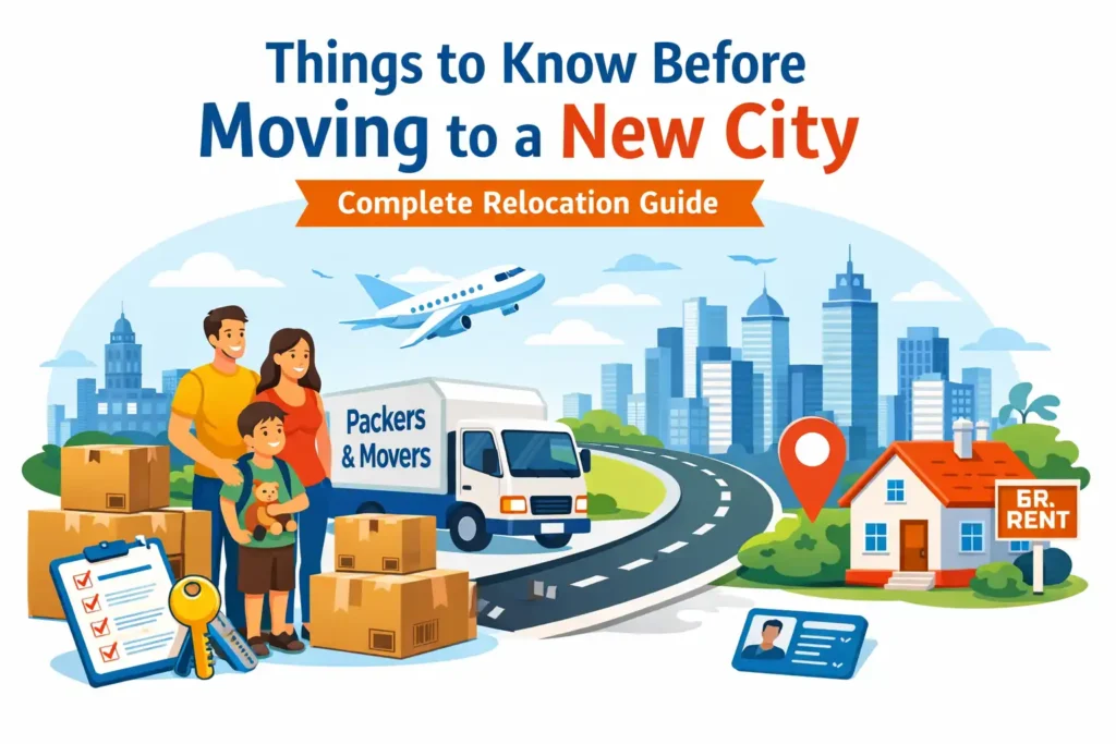 Things to know before moving to a new city in India, including relocation planning, packers and movers, housing, and settling tips