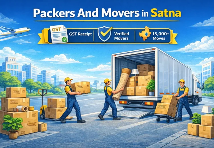 professional movers loading household goods into a truck in Satna representing verified packers and movers services.